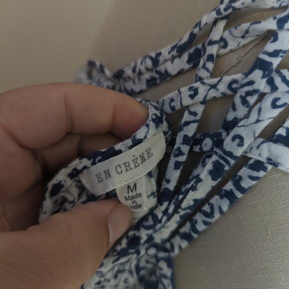 En Crème Blockprint Maxi Dress Boho Coastal Cowgirl Grandma Viscose Hippie India - Picture 6 of 10